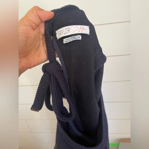 Saylor x Free People Blue Chase Knit Mini Ruffle Sweater Dress Size x-Small - Picture 9 of 10